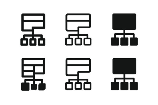 OOP Logo Variations. Object-oriented programming (OOP) chart. Set Logo of OOP: UML diagram. Icon set. harmonious logo variations of the same emblematic
