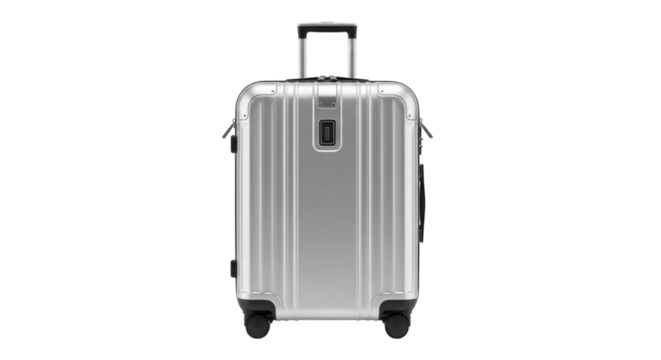 Sleek Metallic Silver Carry-on Suitcase Luggage for Business or Leisure Trip