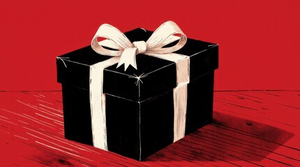 A stylishly wrapped gift on a wooden surface, perfect for birthday celebrations and special occasions.