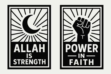 Fototapeta premium Divine Strength Banners. Divine Strength. Two vertical A6 banners with safe margins, centered composition, no elements touching edges, flat vector design,