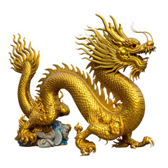 Fototapeta premium a gold dragon with a white background.