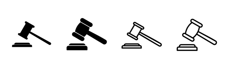 Gavel icon set. judge gavel icon vector. law icon vector. auction hammer