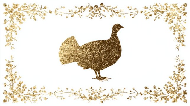 Celebrate thanksgiving with an elegant gold foil turkey silhouette frame for festive decor