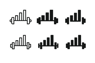Fototapeta premium Training Load Logos. Training load. Set Logo of Training load: barbell combined with bar chart. harmonious logo variations of the same emblematic concept, each