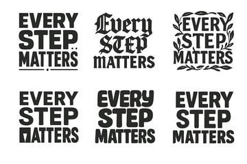 Harmonious Lettering Variations. Every step matters. Set lettering. harmonious lettering variations of the same emblematic concept, each with different