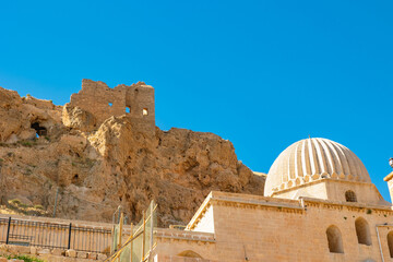 Mardin castle and Zinciriye Madrasa at daytime