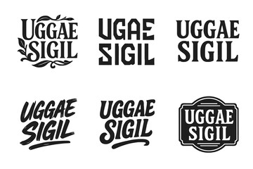 Fototapeta premium Uggae Sigil Artistry. Uggae Sigil. Set lettering. harmonious lettering variations of the same emblematic concept, each with different artistic interpretation
