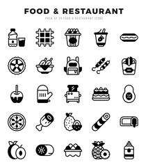 Food and Restaurant. Lineal Filled icons Pack. vector illustration.