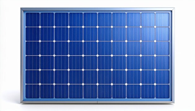Blue solar panel with grid of rectangular photovoltaic cells