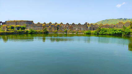 fresh water lake on a janjira fort in murud in maharashtra in india.
