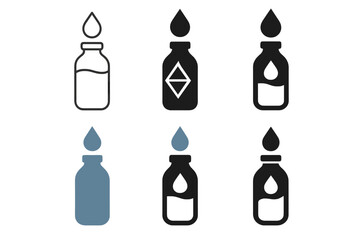 Fototapeta premium Water Refill Logos. Refilling a water bottle. Set Logo of Refilling a water bottle: droplet entering bottle. Icon set. harmonious logo variations of the same