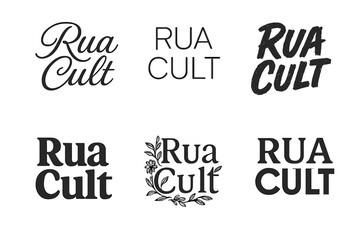 Diverse Lettering Showcase. Rua Cult. Set lettering. harmonious lettering variations of the same emblematic concept, each with different artistic