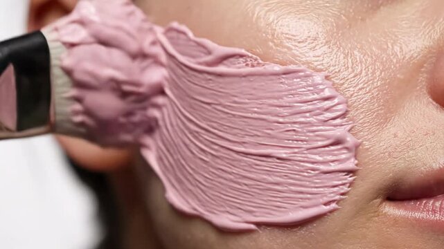 Applying Cosmetic Clay Mask with Soft Brush &ndash; Cinematic 4K Macro Clean ASMR Video