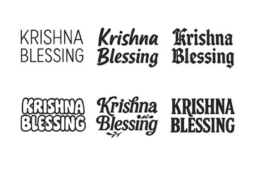 Fototapeta premium Krishna Lettering Variations. Krishna Blessing. Set lettering. harmonious lettering variations of the same emblematic concept, each with different artistic