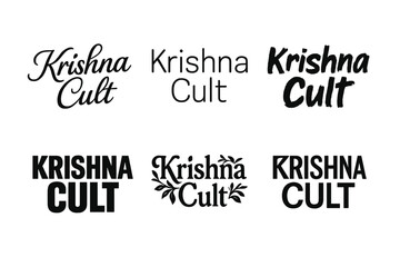 Obraz premium Krishna Cult Lettering. Krishna Cult. Set lettering. harmonious lettering variations of the same emblematic concept, each with different artistic