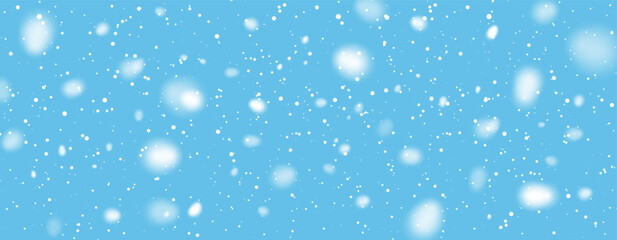 Snowfall On Blue Winter Background With Frosty Cold Effect For Christmas, Holiday, And Seasonal Design. Falling Snow Abstract Texture Vector Illustration