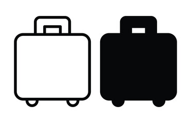 Minimalist Black and White Travel Suitcase Icon Design Vector Illustration