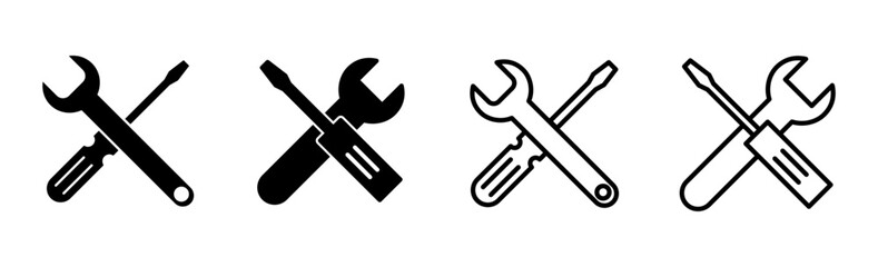 Repair tools icon set. tool icon vector. setting icon vector. Wrench and screwdriver. support, Service