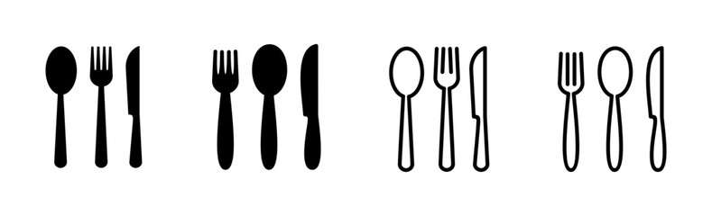 spoon and fork icon set. spoon, fork and knife icon vector. restaurant icon