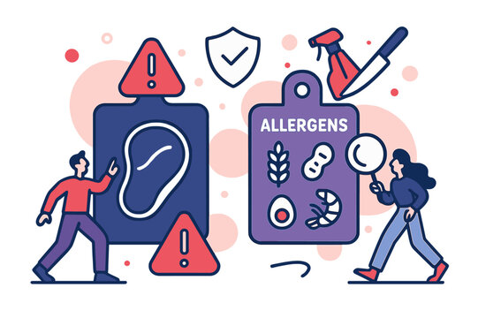 Food Safety Awareness. Cross-Contamination Awareness. Two cutting boards?one clean, one marked with