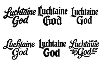 Fototapeta premium Luchtaine Lettering Variations. Luchtaine God. Set lettering. harmonious lettering variations of the same emblematic concept (Bold hand-lettering with playful