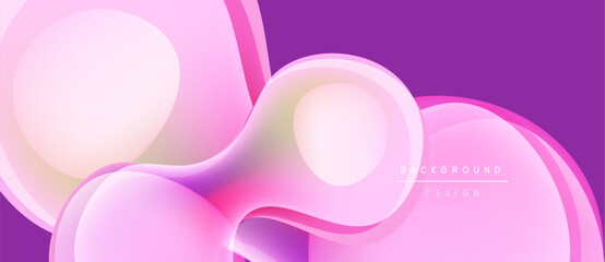 Abstract fluid shapes, pinks, purples blend. Soft gradients create dynamic background, modern design element.