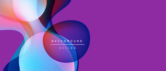 Abstract purple background features overlapping circles, gradients. Text reads background design. Modern, vibrant visual composition.