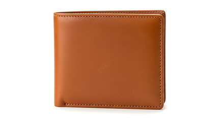 Brown Leather Bifold Wallet Isolated on a White Background