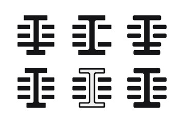 Obraz premium Typography Icon Variations. Typography in social media. Set Logo of Typography in social media: I-beam text cursor over lines. Icon set. harmonious logo