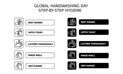 Fototapeta premium Handwashing step-by-step hygiene Education Checklist Icons Vector