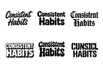 Obraz premium Diverse Lettering Styles. Consistent habits. Set lettering. harmonious lettering variations of the same emblematic concept, each with different artistic