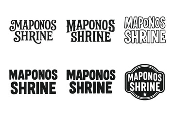 Fototapeta premium Maponos Shrine Lettering Styles. Maponos Shrine. Set lettering. harmonious lettering variations of the same emblematic concept, each with different artistic
