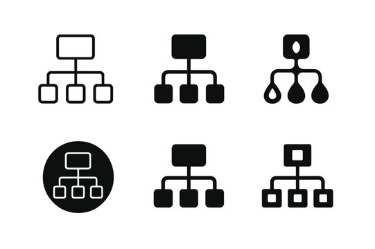OOP Logo Variations. Object-oriented programming (OOP) chart. Set Logo of OOP: class hierarchy diagram. Icon set. harmonious logo variations of the same