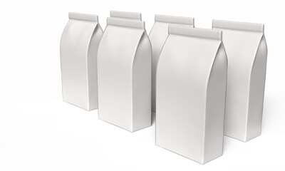 Set of Six Coffee Packages White Background