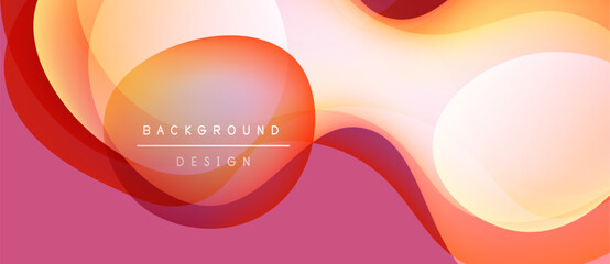 Abstract fluid shapes, warm colors, pink background. Modern design elements create dynamic visual flow. Text reads background design.