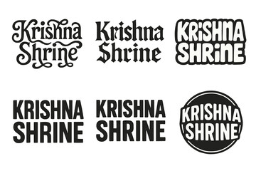 Fototapeta premium Krishna Lettering Styles. Krishna Shrine. Set lettering. harmonious lettering variations of the same emblematic concept, each with different artistic
