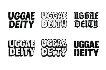 Obraz premium Harmonious Lettering Grid. Uggae Deity. Set lettering. harmonious lettering variations of the same emblematic concept, each with different artistic