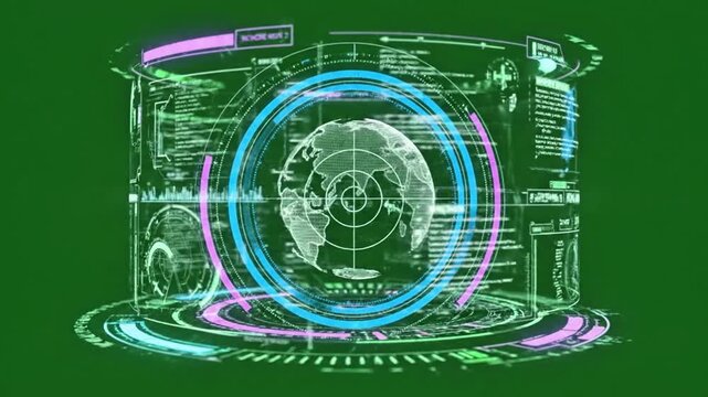 Dynamic earth hologram rotating with digital data overlay in vibrant green space for futuristic technology concepts and global connection visuals - Powered by Adobe