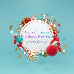 Obraz premium Merry Christmas and Happy New Year Festive Wreath Design
