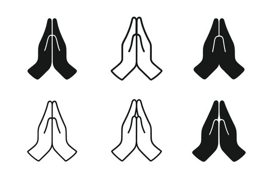 Mindfulness Logo Variations. Mindfulness and meditation. Set Logo of Mindfulness and meditation: hands in namaste gesture. Icon set. harmonious logo variations