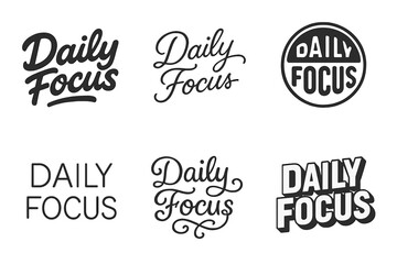 Fototapeta premium Harmonious Lettering Variations. Daily focus. Set lettering. harmonious lettering variations of the same emblematic concept, each with different artistic