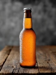 Realistic Beer Bottle Mockup on Table
