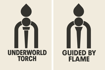 Bauhaus Torch Banners. Bauhaus Torch. Two vertical A6 banners with safe margins, centered composition, no elements touching edges, bauhaus, charcoal and ivory,