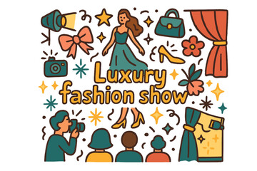 Obraz premium Luxury Fashion Doodle Extravaganza. Luxury fashion show. Hand-drawn doodle illustration of luxury fashion show