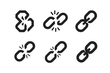 Fototapeta premium Supply Chain Logos. Supply chain loss. Set Logo of Supply chain loss: severed link in chain. harmonious logo variations of the same emblematic concept, each