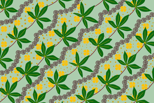 Cassava leaf batik made in a modern batik style