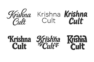 Fototapeta premium Krishna Lettering Variations. Krishna Cult. Set lettering. harmonious lettering variations of the same emblematic concept, each with different artistic