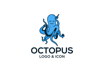octopus illustration logo icon design vector