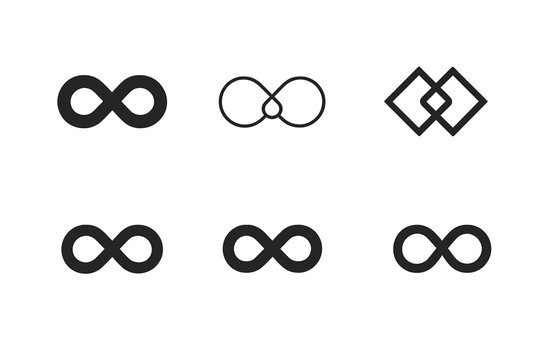 Harmonious Logo Variations. Brand collaboration. Set Logo of brand collaboration: merged infinity loop. Icon set. harmonious logo variations of the same