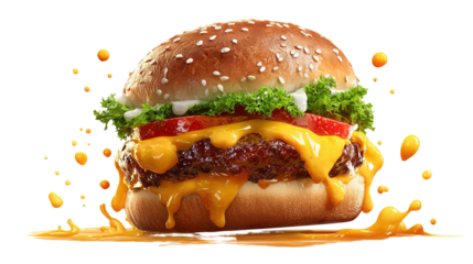 Big burgur made from natural organic meat and vegetables cooked in a josper for a festive party on a white background